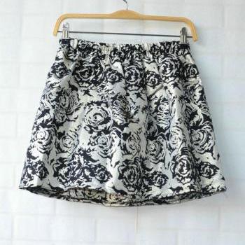 Retro High Waist Pleated Floral Mini Skirt Women Dress on Luulla